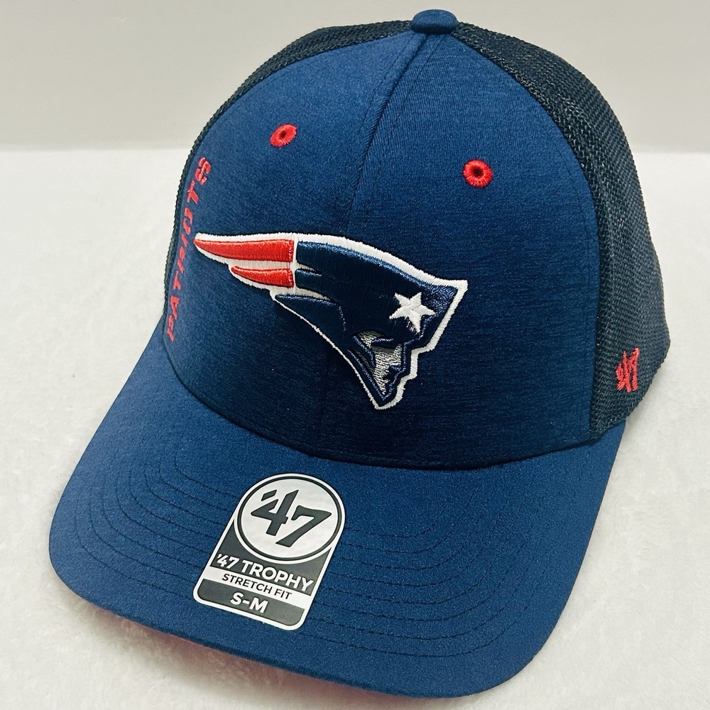 '47 Brand New England Patriots Pixelation Trophy Stretch Flex Hat Cap S/M Blue